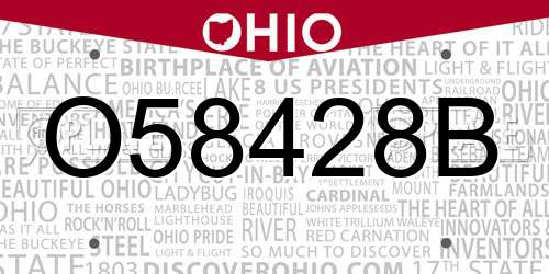 O58428B Ohio License Plate