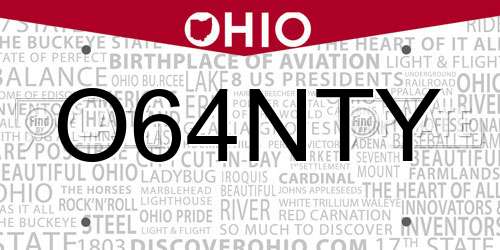 O64NTY Ohio License Plate