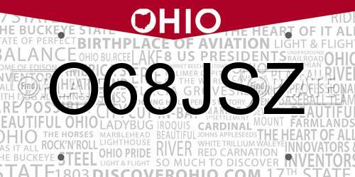 O68JSZ Ohio License Plate