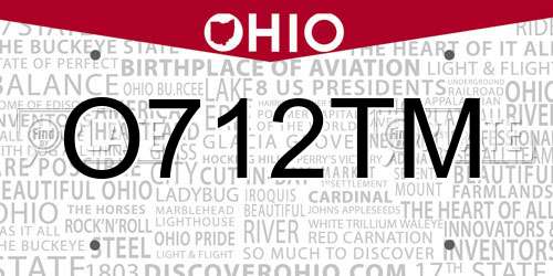 O712TM Ohio License Plate
