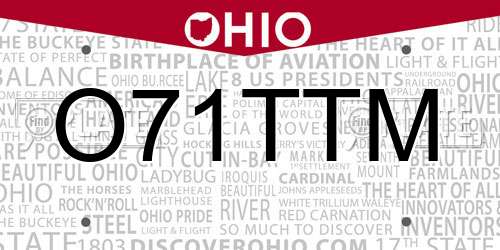 O71TTM Ohio License Plate