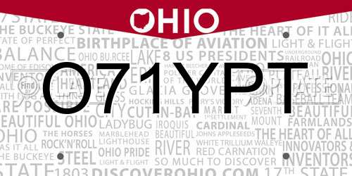 O71YPT Ohio License Plate