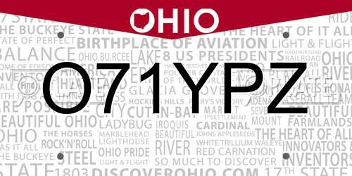 O71YPZ Ohio License Plate