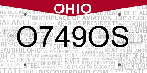 O749OS Ohio License Plate