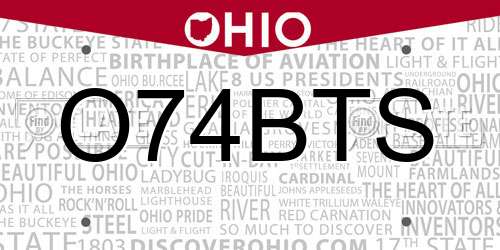 O74BTS Ohio License Plate