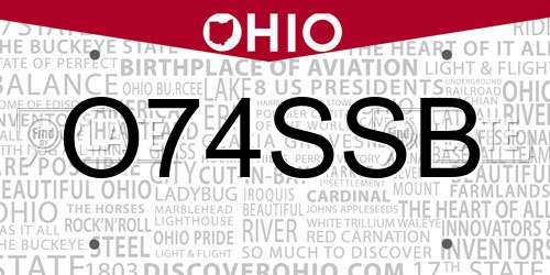 O74SSB Ohio License Plate