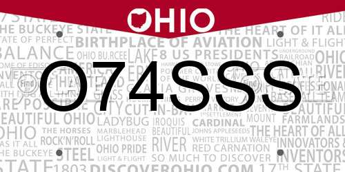 O74SSS Ohio License Plate
