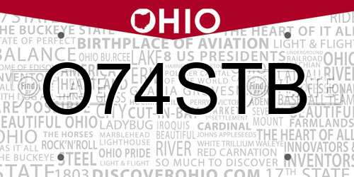 O74STB Ohio License Plate