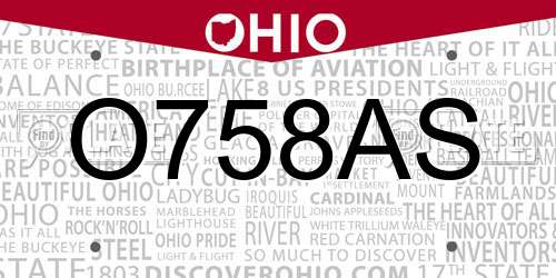 O758AS Ohio License Plate