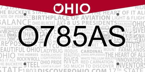O785AS Ohio License Plate