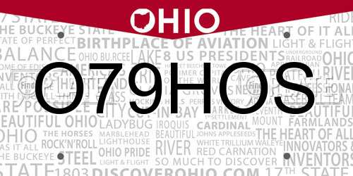 O79HOS Ohio License Plate