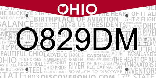 O829DM Ohio License Plate