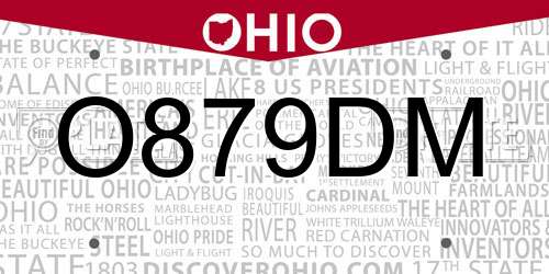 O879DM Ohio License Plate