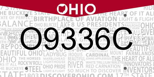 O9336C Ohio License Plate