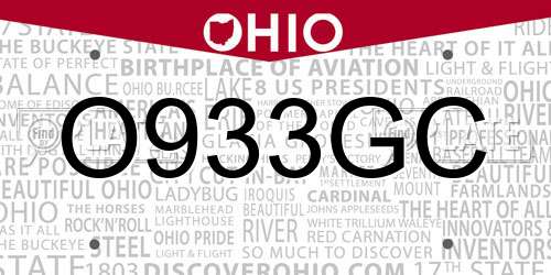 O933GC Ohio License Plate