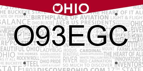 O93EGC Ohio License Plate