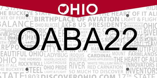 OABA22 Ohio License Plate