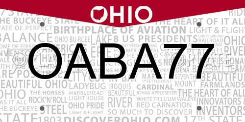 OABA77 Ohio License Plate