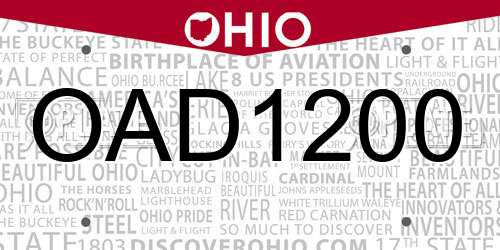 OAD1200 Ohio License Plate