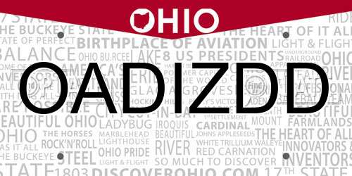 OADIZDD Ohio License Plate