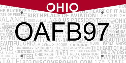 OAFB97 Ohio License Plate
