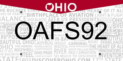 OAFS92 Ohio License Plate