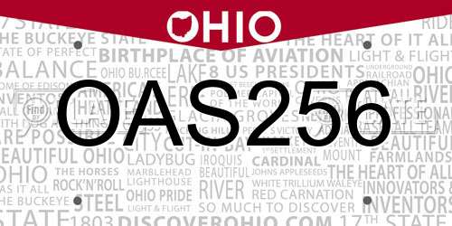 OAS256 Ohio License Plate