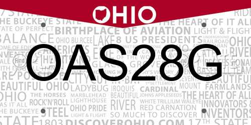 OAS28G Ohio License Plate