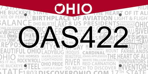 OAS422 Ohio License Plate