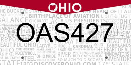 OAS427 Ohio License Plate