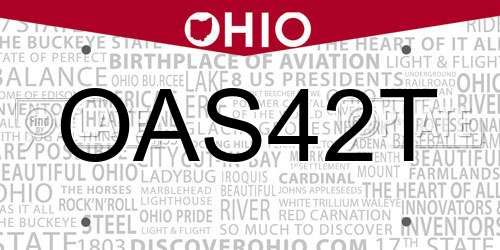 OAS42T Ohio License Plate