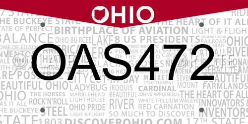 OAS472 Ohio License Plate