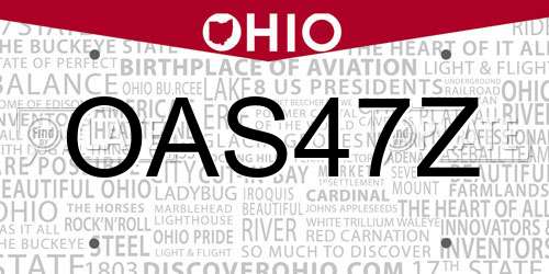 OAS47Z Ohio License Plate