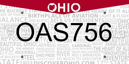 OAS756 Ohio License Plate