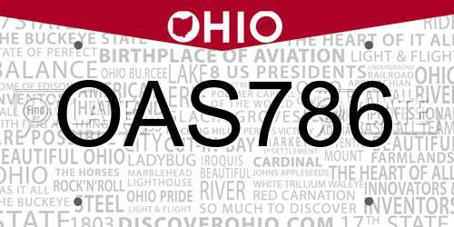 OAS786 Ohio License Plate