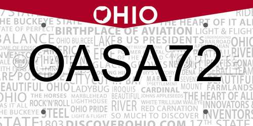 OASA72 Ohio License Plate