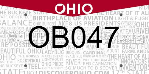 OB047 Ohio License Plate