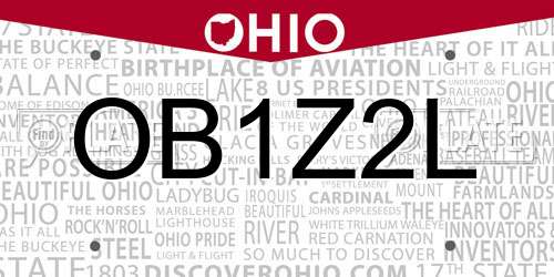 OB1Z2L Ohio License Plate