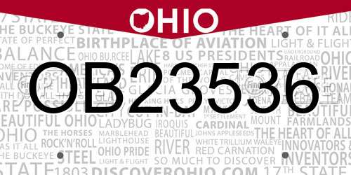 OB23536 Ohio License Plate