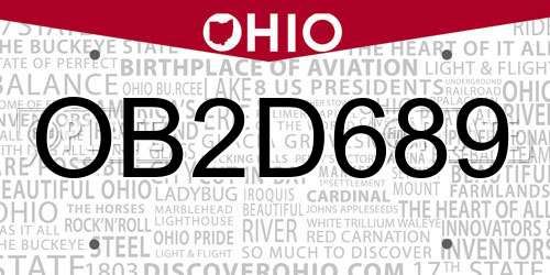 OB2D689 Ohio License Plate