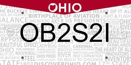 OB2S2I Ohio License Plate