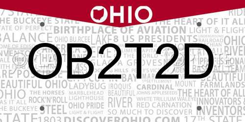OB2T2D Ohio License Plate