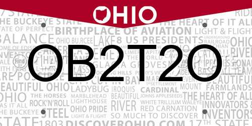OB2T2O Ohio License Plate