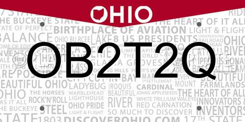 OB2T2Q Ohio License Plate