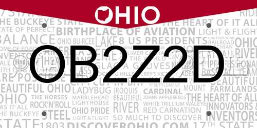 OB2Z2D Ohio License Plate