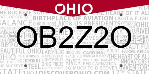 OB2Z2O Ohio License Plate