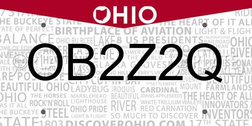 OB2Z2Q Ohio License Plate