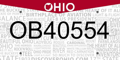 OB40554 Ohio License Plate