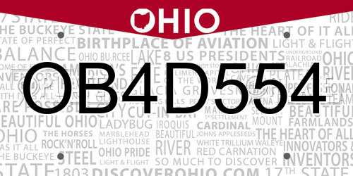 OB4D554 Ohio License Plate