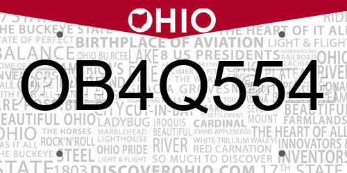 OB4Q554 Ohio License Plate